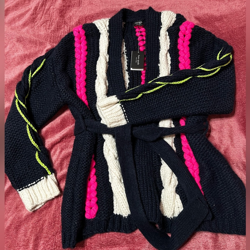 NWT Kate Spade Alpaca-Wool Cable Knit Cardigan. - Picture 6 of 11
